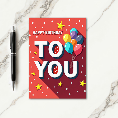 Joyful Red Confetti Birthday Card