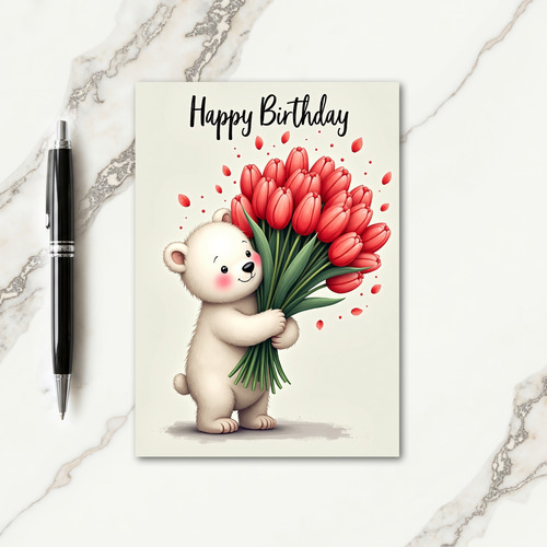 Joyful Red Floral Birthday Card