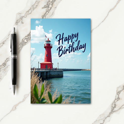 Joyful Red Lighthouse Card