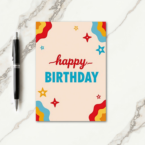 Joyful Red Script Birthday Card