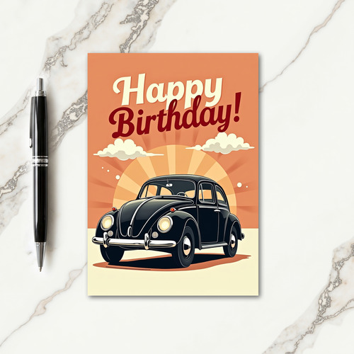 Joyful Retro Car Card