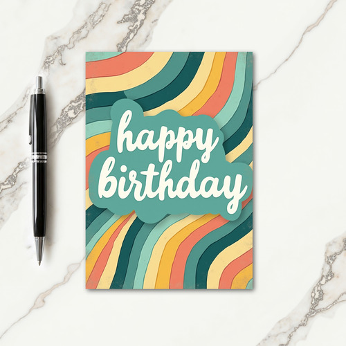 Joyful Retro Stripes Birthday Card