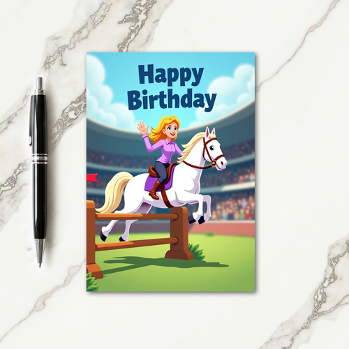 Joyful Riders Jump Birthday Card
