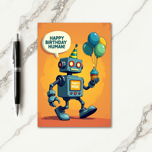 Joyful Robot Birthday Card