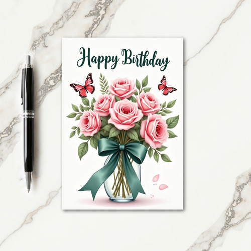 Joyful Rose Butterfly Card