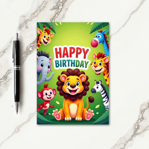 Joyful Safari Animals Birthday Card