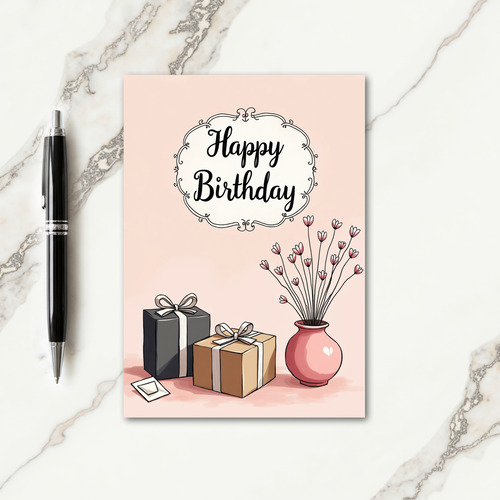 Joyful Scroll Birthday Card