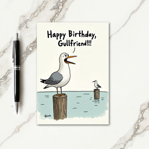 Joyful Seabird Cartoon Card
