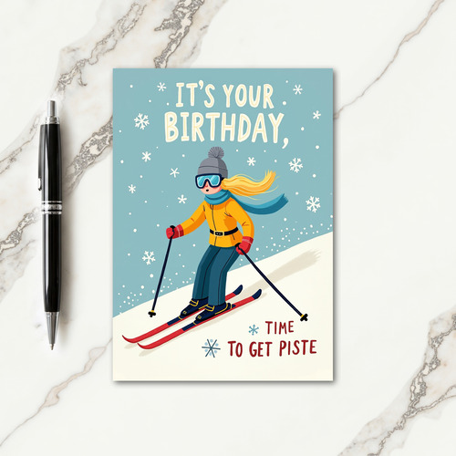 Joyful Skier Birthday Card