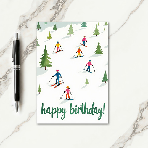 Joyful Skiing Birthday Card