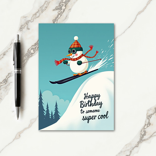 Joyful Skiing Snowman Card