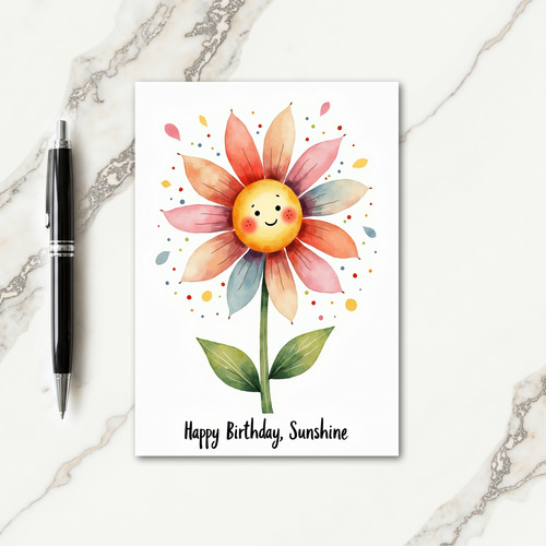 Joyful Smiling Flower Card