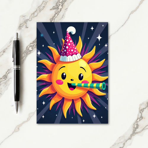 Joyful Smiling Sun Party Card