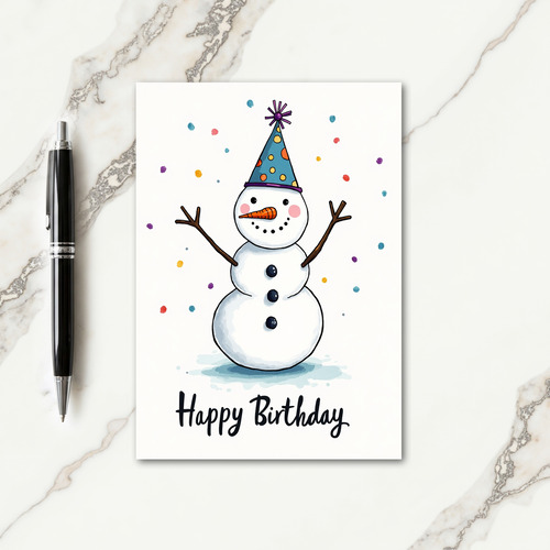 Joyful Snow Birthday Card