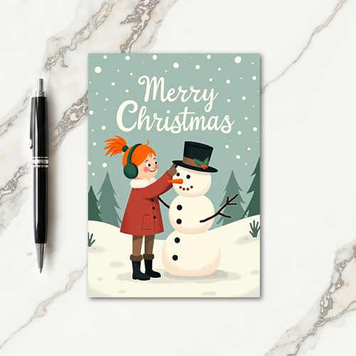 Joyful Snow Sculpture Christmas Card thumbnail