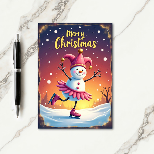 Joyful Snow Skater Christmas Card
