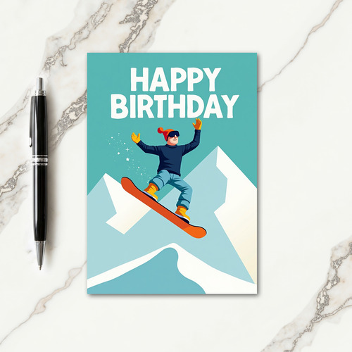 Joyful Snowboard Birthday Card
