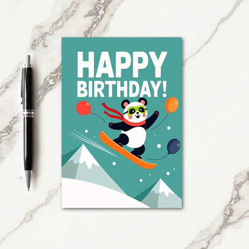 Joyful Snowboarder Birthday Card