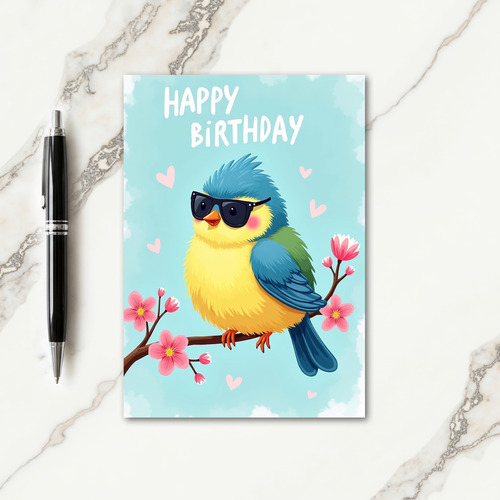 Joyful Spectacled Bird Card