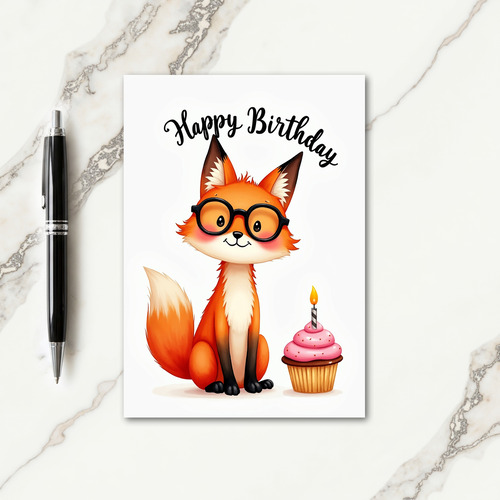 Joyful Spectacled Fox Card