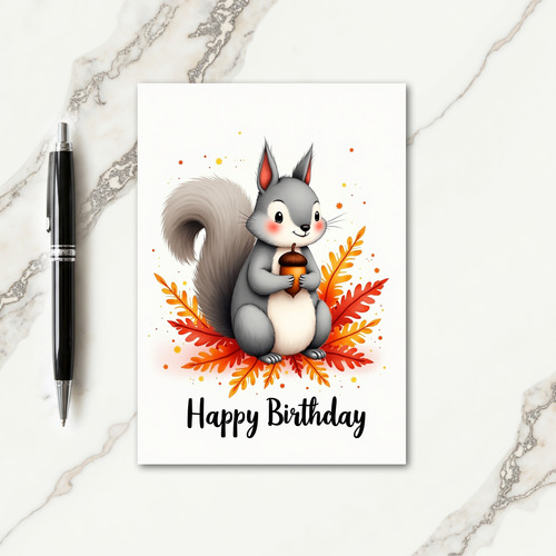 Joyful Squirrel Birthday Card