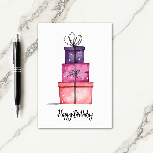 Joyful Stacked Gifts Birthday Card