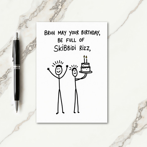 Joyful Stick Figure Birthday Card