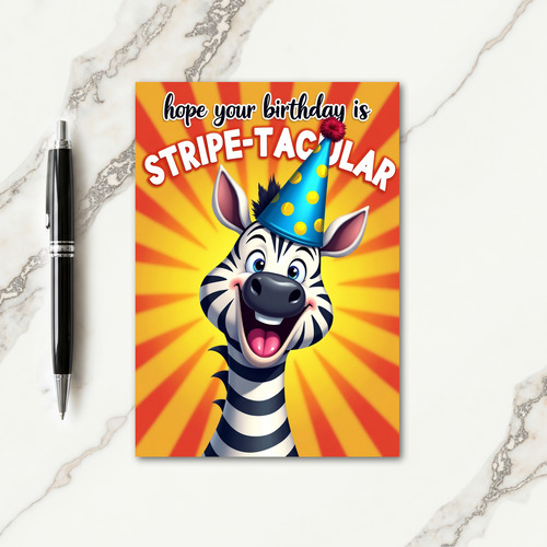 Joyful Striped Animal Birthday Card