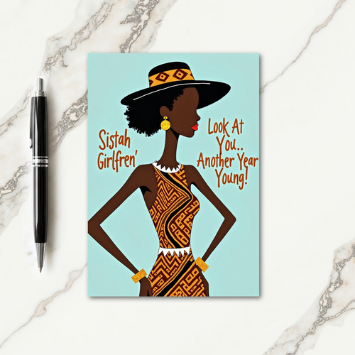 Joyful Stylized Woman Card