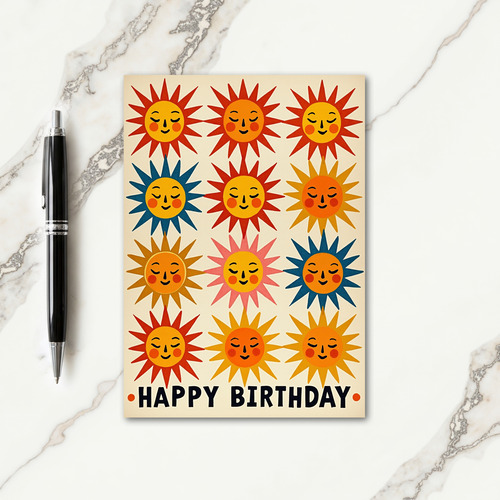 Joyful Sun Faces Birthday Card