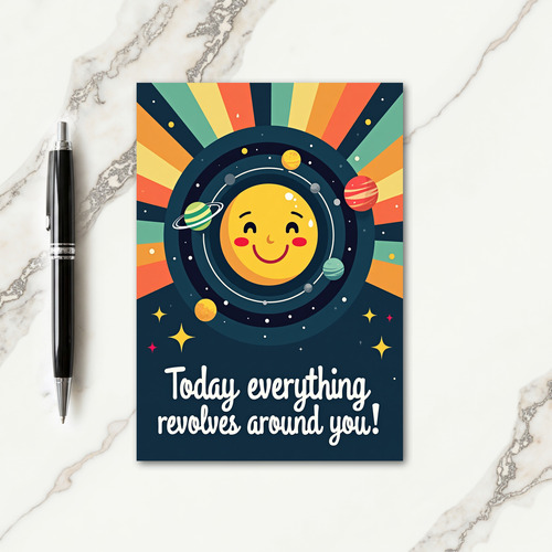 Joyful Sun Illustration Birthday Card