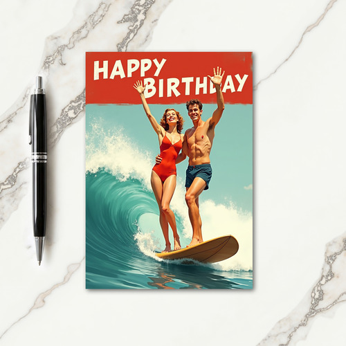 Joyful Surfing Birthday Card
