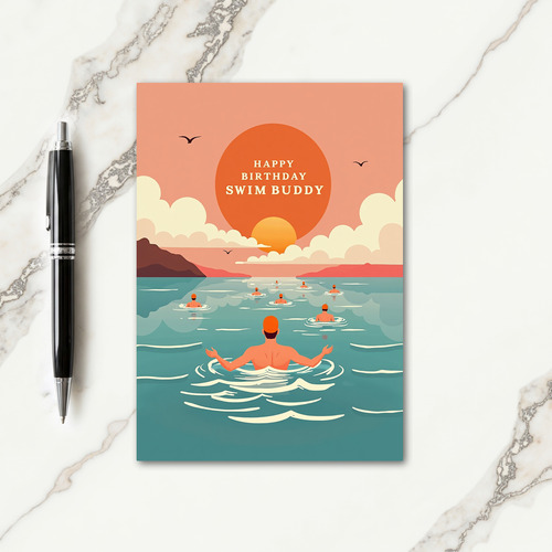 Joyful Swimmers Birthday Card