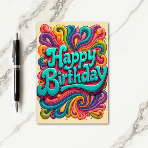 Joyful Swirling Birthday Card