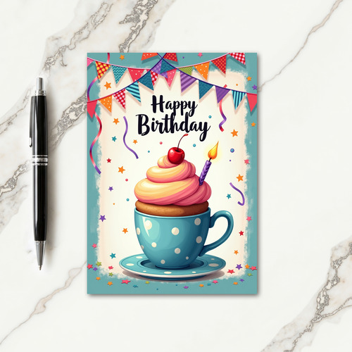 Joyful Teacup Birthday Card