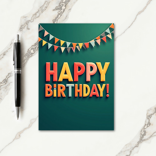 Joyful Teal 3D Birthday Card