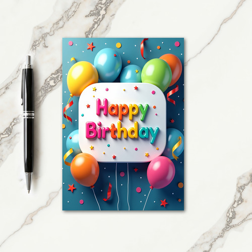 Joyful Teal Birthday Scene Card