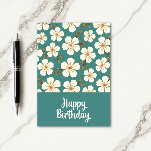 Joyful Teal Floral Birthday Card