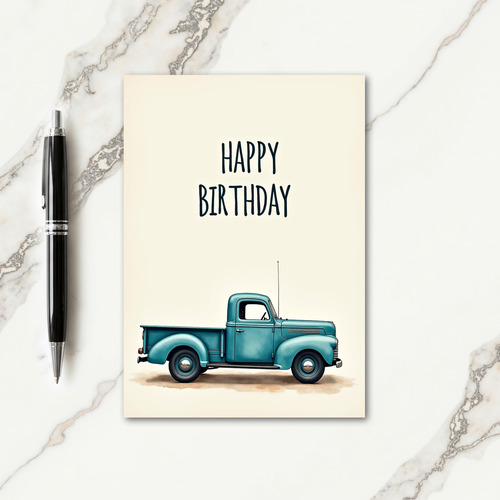 Joyful Teal Truck Card