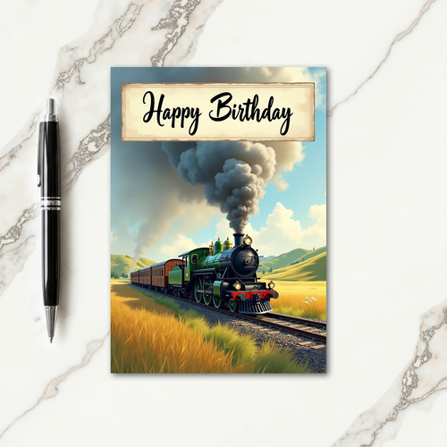 Joyful Train Birthday Card
