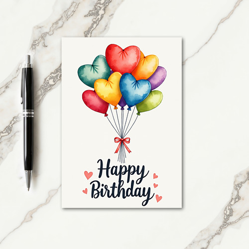 Joyful Watercolor Hearts Card