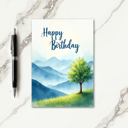 Joyful Watercolor Mountain Card