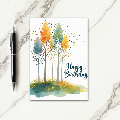 Joyful Watercolor Trees Card