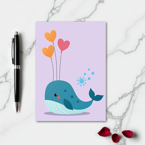 Joyful Whale Balloon Art Card