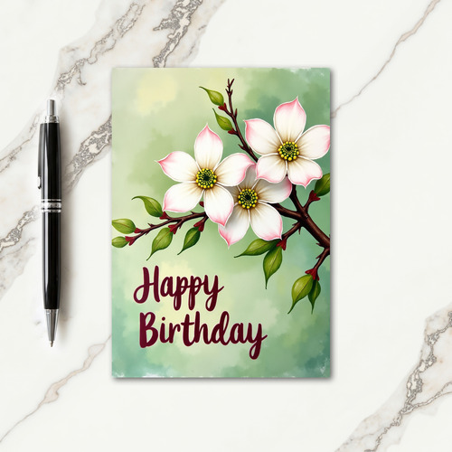 Joyful White Bloom Birthday Card