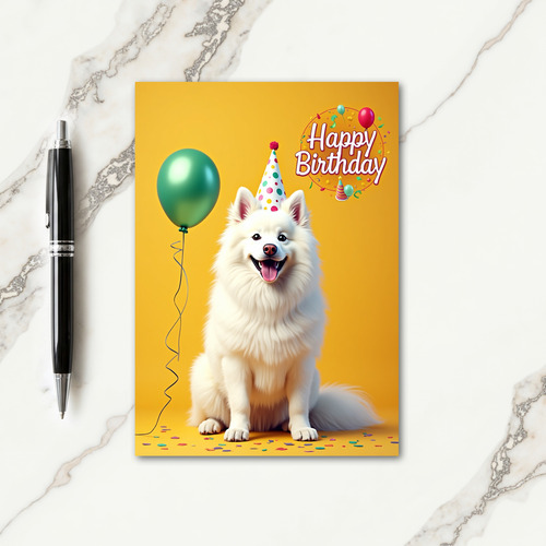 Joyful White Dog Hat Card