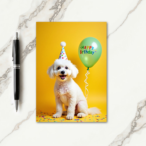 Joyful White Puppy Birthday Card