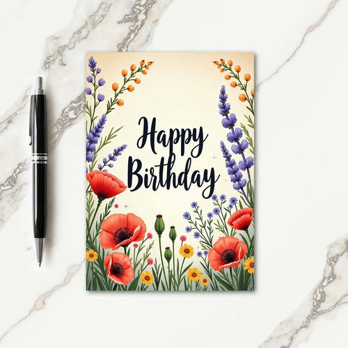 Joyful Wildflower Birthday Card