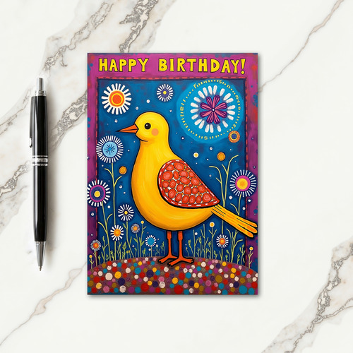 Joyful Yellow Bird Art Card