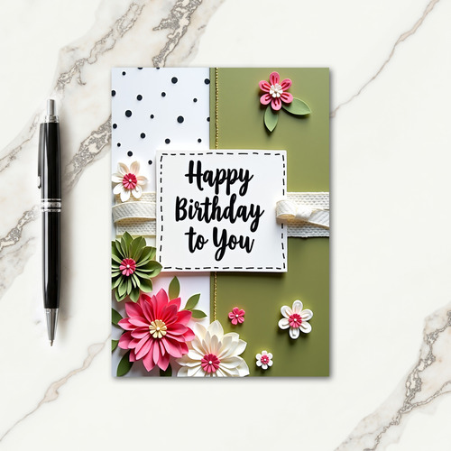 Joyous Birthday Dotted Olive Card